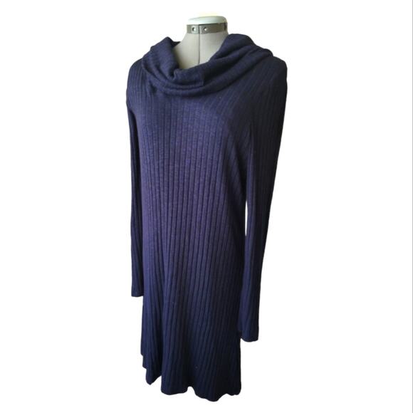 Michael Stars Jersey Knit Ribbed Sweater Dress Size Large Navy Blue - Picture 1 of 7